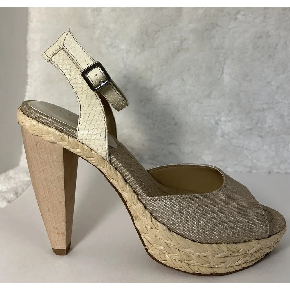 Nine West Textile Snakeskin Ankle Strap Woven Platform Chunky Sandal Heel Sz 8 - Picture 8 of 11